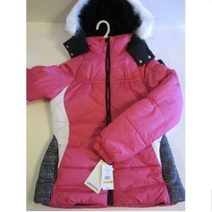 London Fog Pink Black Winter Coat Size 12 14 16